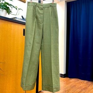 Vintage Glen Plaid Olive Wide Leg Trouser Size 6